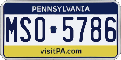 PA license plate MSO5786
