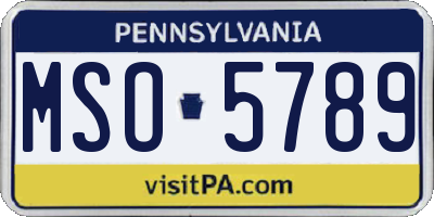 PA license plate MSO5789