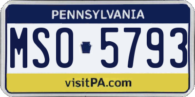 PA license plate MSO5793