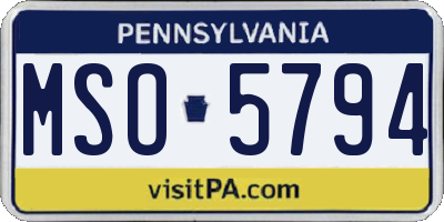 PA license plate MSO5794