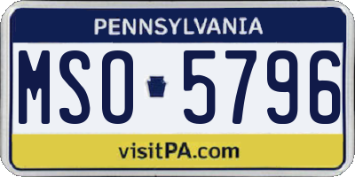 PA license plate MSO5796
