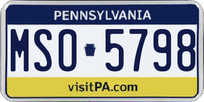 PA license plate MSO5798