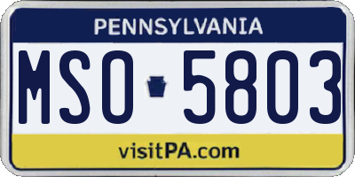 PA license plate MSO5803