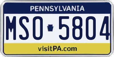 PA license plate MSO5804