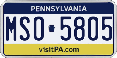 PA license plate MSO5805