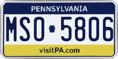 PA license plate MSO5806