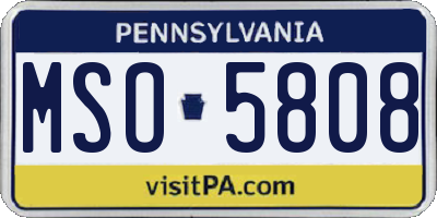 PA license plate MSO5808