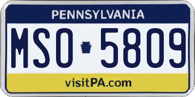 PA license plate MSO5809