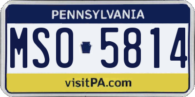 PA license plate MSO5814