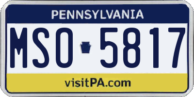 PA license plate MSO5817