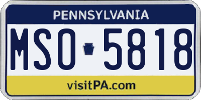 PA license plate MSO5818