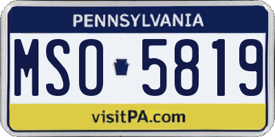 PA license plate MSO5819