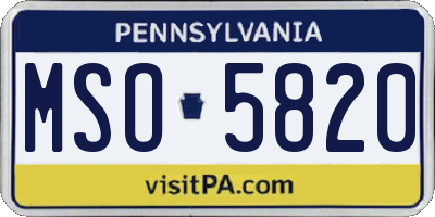 PA license plate MSO5820