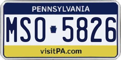 PA license plate MSO5826