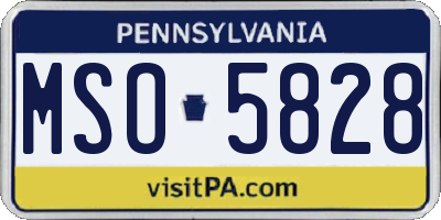 PA license plate MSO5828