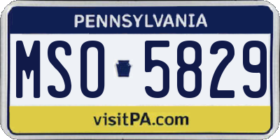 PA license plate MSO5829