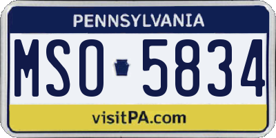PA license plate MSO5834