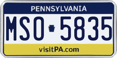 PA license plate MSO5835