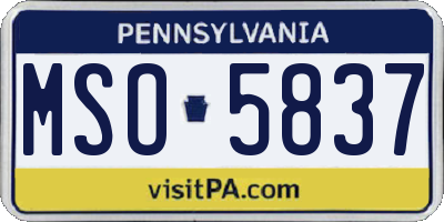 PA license plate MSO5837