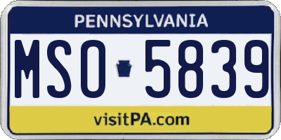 PA license plate MSO5839