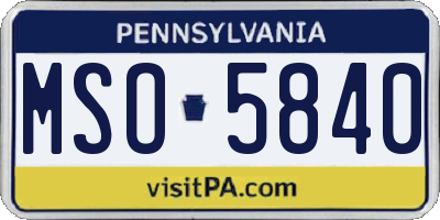PA license plate MSO5840