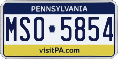 PA license plate MSO5854