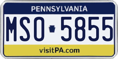 PA license plate MSO5855