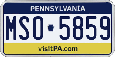 PA license plate MSO5859