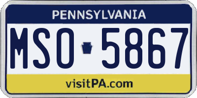 PA license plate MSO5867