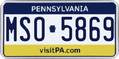 PA license plate MSO5869