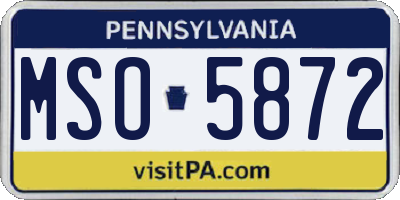 PA license plate MSO5872