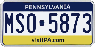 PA license plate MSO5873