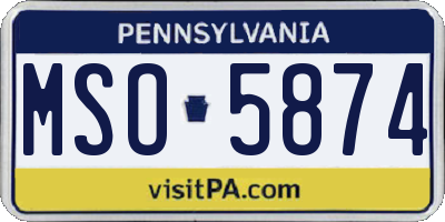 PA license plate MSO5874