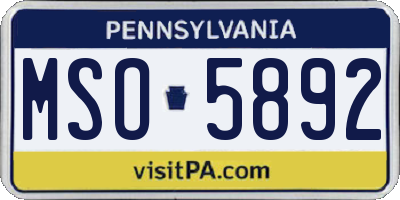 PA license plate MSO5892