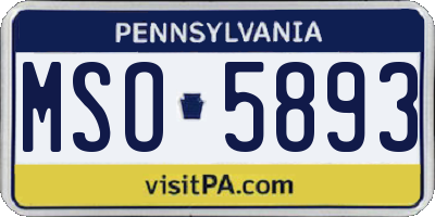 PA license plate MSO5893