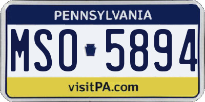 PA license plate MSO5894