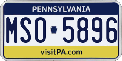 PA license plate MSO5896