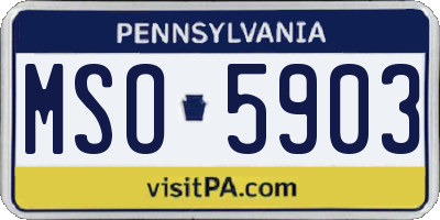 PA license plate MSO5903