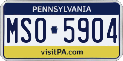 PA license plate MSO5904