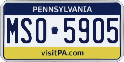 PA license plate MSO5905