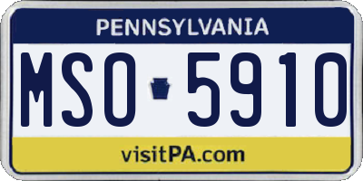 PA license plate MSO5910