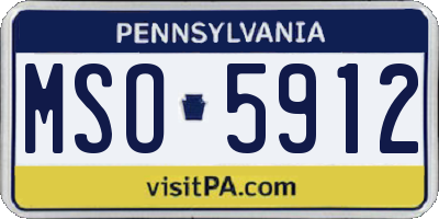 PA license plate MSO5912