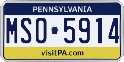 PA license plate MSO5914