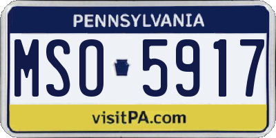 PA license plate MSO5917