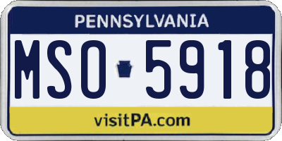 PA license plate MSO5918
