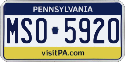 PA license plate MSO5920