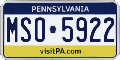 PA license plate MSO5922