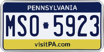 PA license plate MSO5923