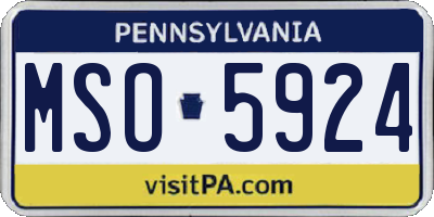 PA license plate MSO5924
