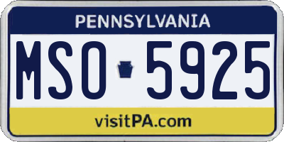 PA license plate MSO5925